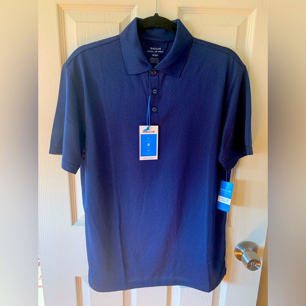 Navy Blue Peacoat Men’s Polo Shirt by Haggar (Small)
